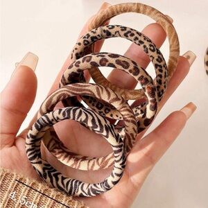 SHEIN Animal Print Hair Ties - Brown and Tan 10pc